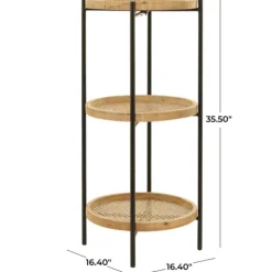 Kirkland's Home Accent & End Tables-Wood Mesh Woven 3-Tier Accent Table