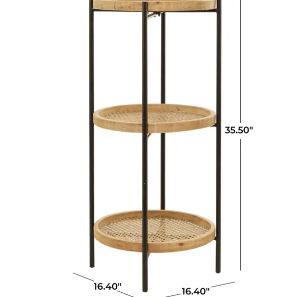 Kirkland's Home Accent & End Tables-Wood Mesh Woven 3-Tier Accent Table