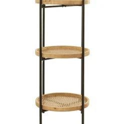 Kirkland's Home Accent & End Tables-Wood Mesh Woven 3-Tier Accent Table