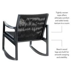 Kirkland's Home Accent Chairs-Wood Modern Woven Rocking Chair