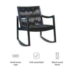 Kirkland's Home Accent Chairs-Wood Modern Woven Rocking Chair
