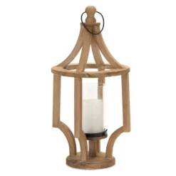 Kirkland's Home Lanterns-Wood Open Frame Candle Holder Lantern