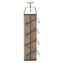 Kirkland's Home Wall Storage-Wood Panel Black Metal Wine Rack