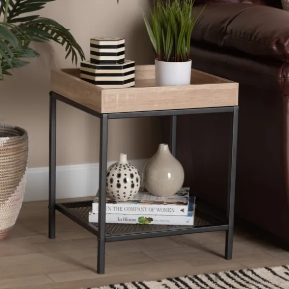 Kirkland's Home Accent & End Tables-Wood Raised Edge Side Table
