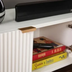 Kirkland's Home Tv Stands & Media Consoles-Wood Ribbed Doors Media Cabinet