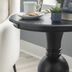 Kirkland's Home Accent & End Tables-Wood Round Base Side Table