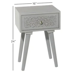 Kirkland's Home Accent & End Tables-Wood Scroll Drawer Accent Table