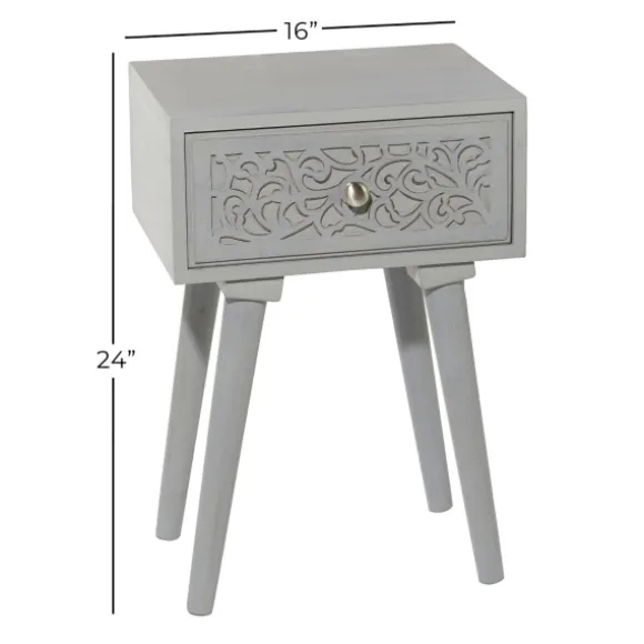 Kirkland's Home Accent & End Tables-Wood Scroll Drawer Accent Table