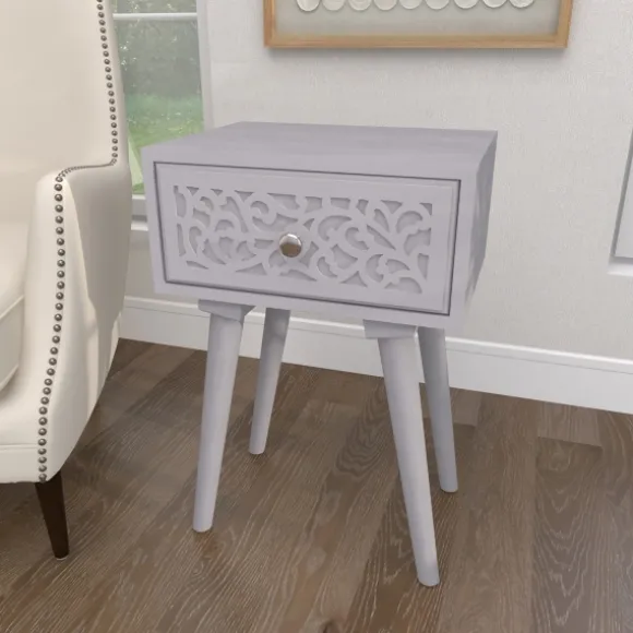 Kirkland's Home Accent & End Tables-Wood Scroll Drawer Accent Table