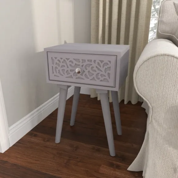 Kirkland's Home Accent & End Tables-Wood Scroll Drawer Accent Table