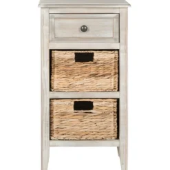 Kirkland's Home Accent & End Tables-Wood Side Table With Baskets