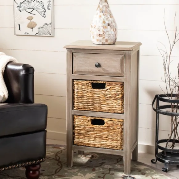Kirkland's Home Accent & End Tables-Wood Side Table With Baskets