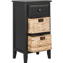 Kirkland's Home Accent & End Tables-Wood Side Table With Baskets