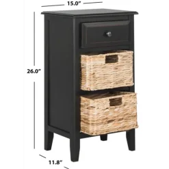 Kirkland's Home Accent & End Tables-Wood Side Table With Baskets