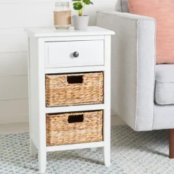 Kirkland's Home Accent & End Tables-Wood Side Table With Baskets