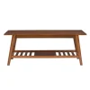 Kirkland's Home Coffee Tables-Wood Slatted Bottom Shelf Coffee Table