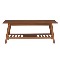 Kirkland's Home Coffee Tables-Wood Slatted Bottom Shelf Coffee Table