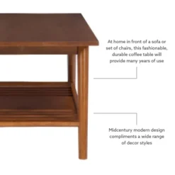 Kirkland's Home Coffee Tables-Wood Slatted Bottom Shelf Coffee Table