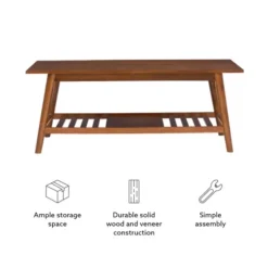 Kirkland's Home Coffee Tables-Wood Slatted Bottom Shelf Coffee Table