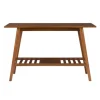 Kirkland's Home Console Tables-Wood Slatted Bottom Shelf Console Table