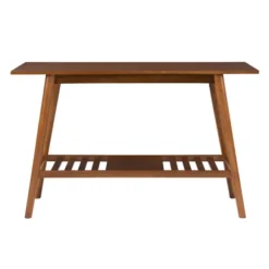 Kirkland's Home Console Tables-Wood Slatted Bottom Shelf Console Table