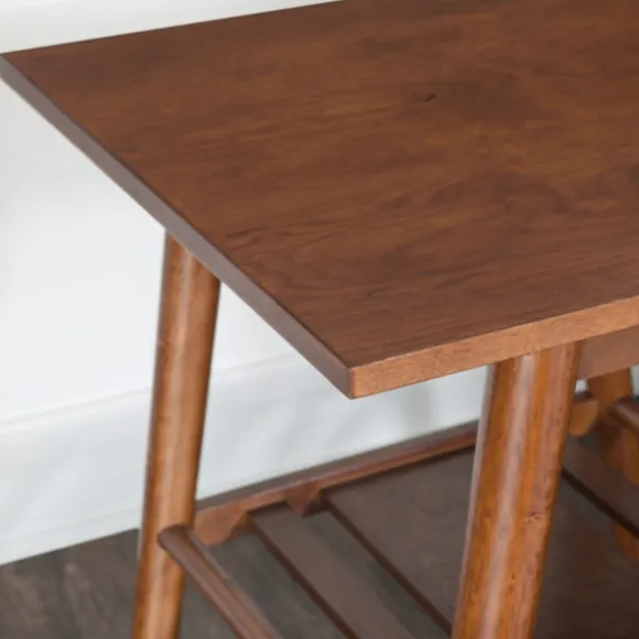 Kirkland's Home Accent & End Tables-Wood Slatted Bottom Shelf Side Table