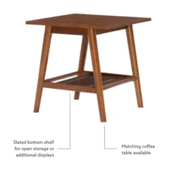 Kirkland's Home Accent & End Tables-Wood Slatted Bottom Shelf Side Table