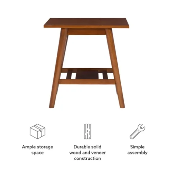 Kirkland's Home Accent & End Tables-Wood Slatted Bottom Shelf Side Table