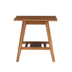 Kirkland's Home Accent & End Tables-Wood Slatted Bottom Shelf Side Table