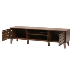 Kirkland's Home Tv Stands & Media Consoles-Wood Slatted Midcentury Tv Stand