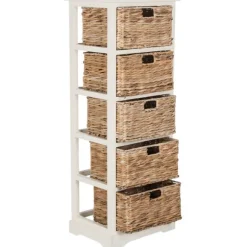 Kirkland's Home Bookshelves-Wood 5-Tier Basket Storage Shelf