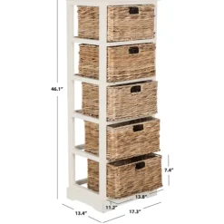 Kirkland's Home Bookshelves-Wood 5-Tier Basket Storage Shelf