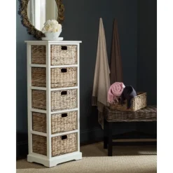 Kirkland's Home Bookshelves-Wood 5-Tier Basket Storage Shelf