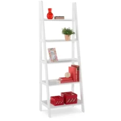 Kirkland's Home Bookshelves-Wood 5-Tier Ladder Bookshelf