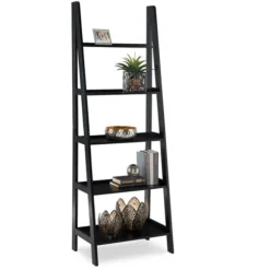 Kirkland's Home Bookshelves-Wood 5-Tier Ladder Bookshelf