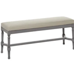 Kirkland's Home Benches & Ottomans-Wood Upholstered Burlap Seat Bench