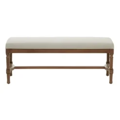 Kirkland's Home Benches & Ottomans-Wood Upholstered Burlap Seat Bench