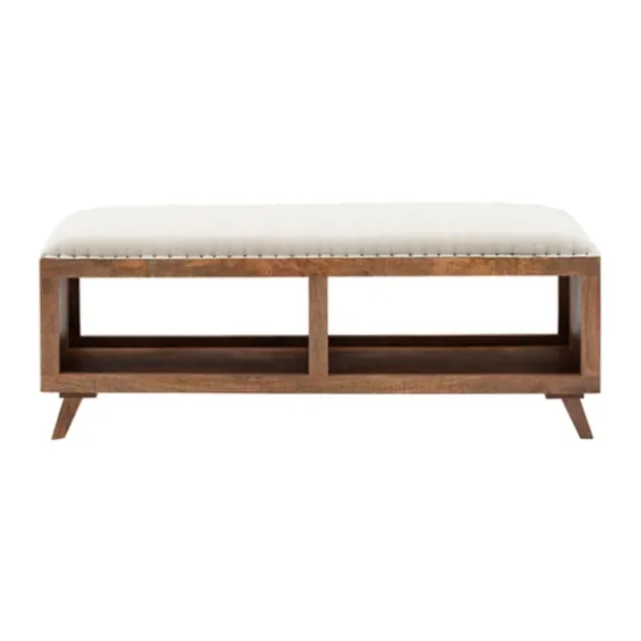 Kirkland's Home Benches & Ottomans-Wood Upholstered Seat Open Storage Bench