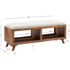Kirkland's Home Benches & Ottomans-Wood Upholstered Seat Open Storage Bench