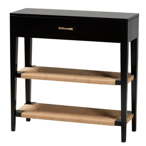 Kirkland's Home Console Tables-Wood Woven Shelves Console Table