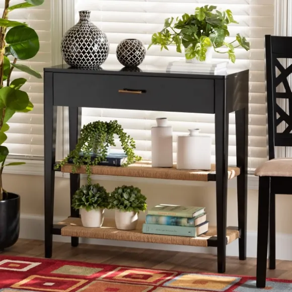 Kirkland's Home Console Tables-Wood Woven Shelves Console Table