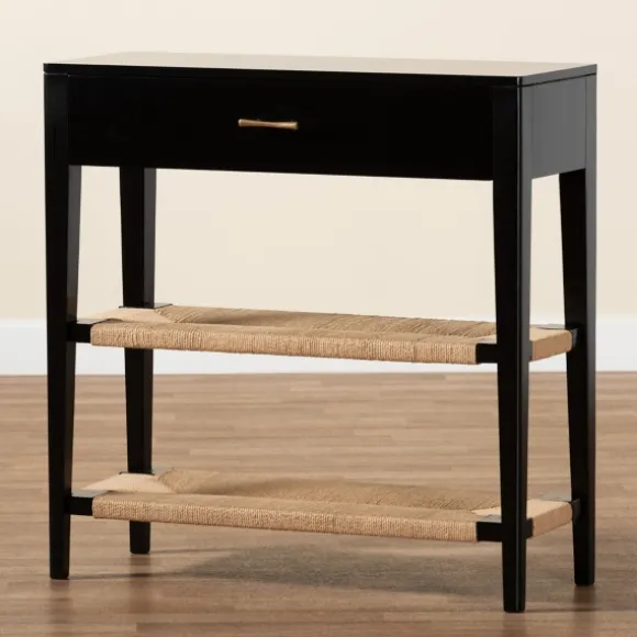 Kirkland's Home Console Tables-Wood Woven Shelves Console Table