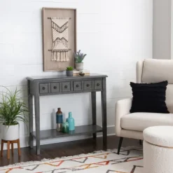 Kirkland's Home Console Tables-Wooden Console Table With Double Drawers