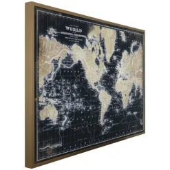 Kirkland's Home Framed Art-World Map On Black Framed Art Print