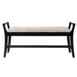 Kirkland's Home Benches & Ottomans-Woven Hyacinth And Black Wood Bench