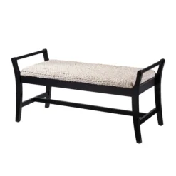 Kirkland's Home Benches & Ottomans-Woven Hyacinth And Black Wood Bench