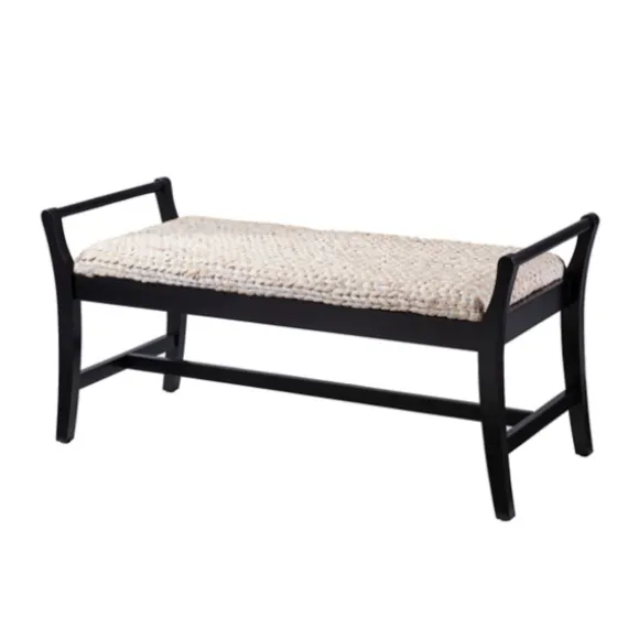 Kirkland's Home Benches & Ottomans-Woven Hyacinth And Black Wood Bench