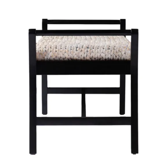 Kirkland's Home Benches & Ottomans-Woven Hyacinth And Black Wood Bench
