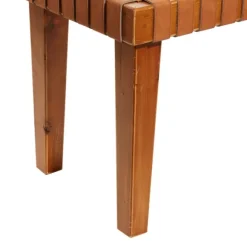 Kirkland's Home Benches & Ottomans-Woven Leather Textured Wood Bench