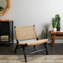 Kirkland's Home Accent Chairs-Woven Seagrass And Teakwood Accent Chair